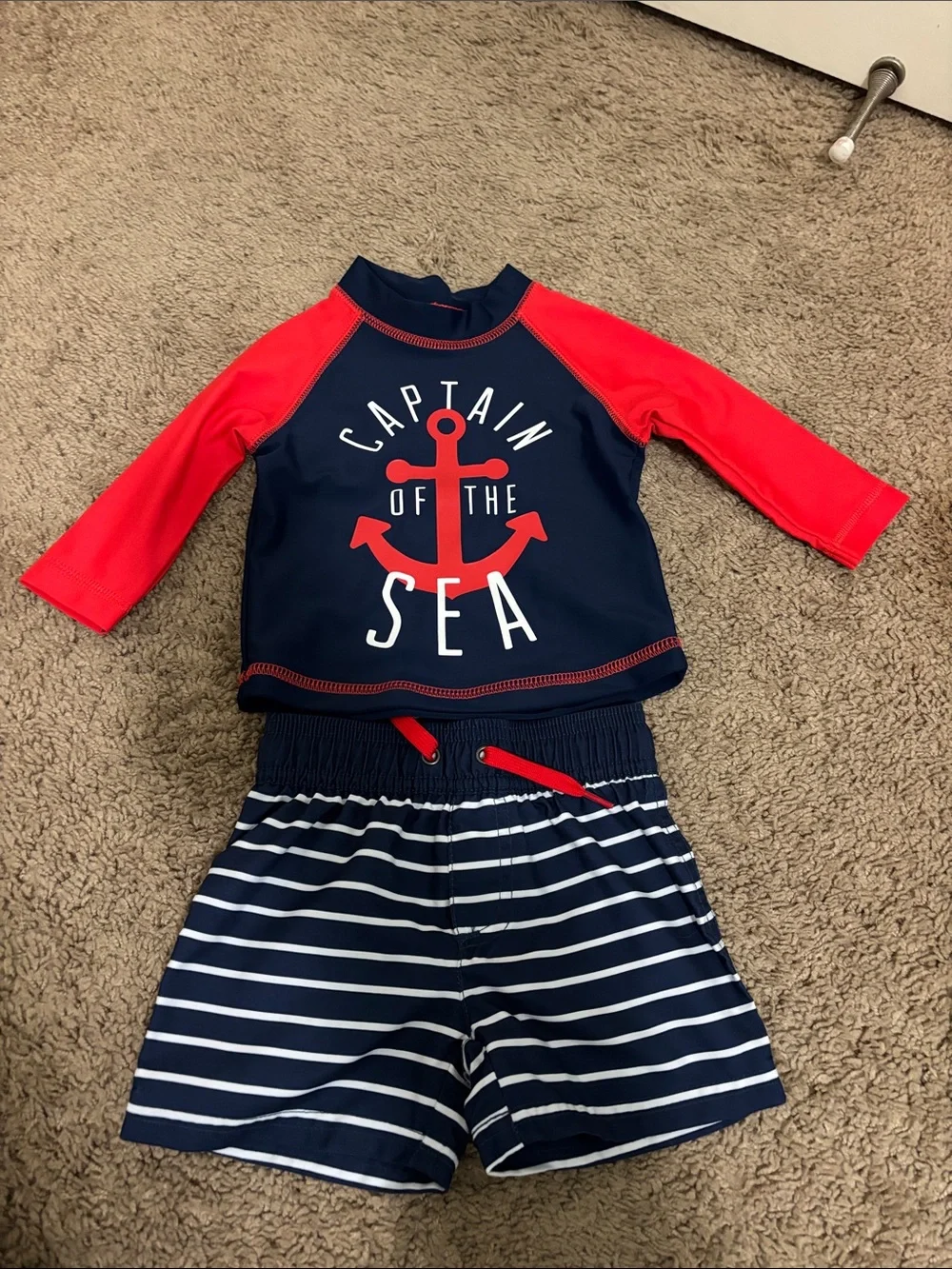 Carter's Navy and Red 'Captain of the Sea' Rashguard Swim Set